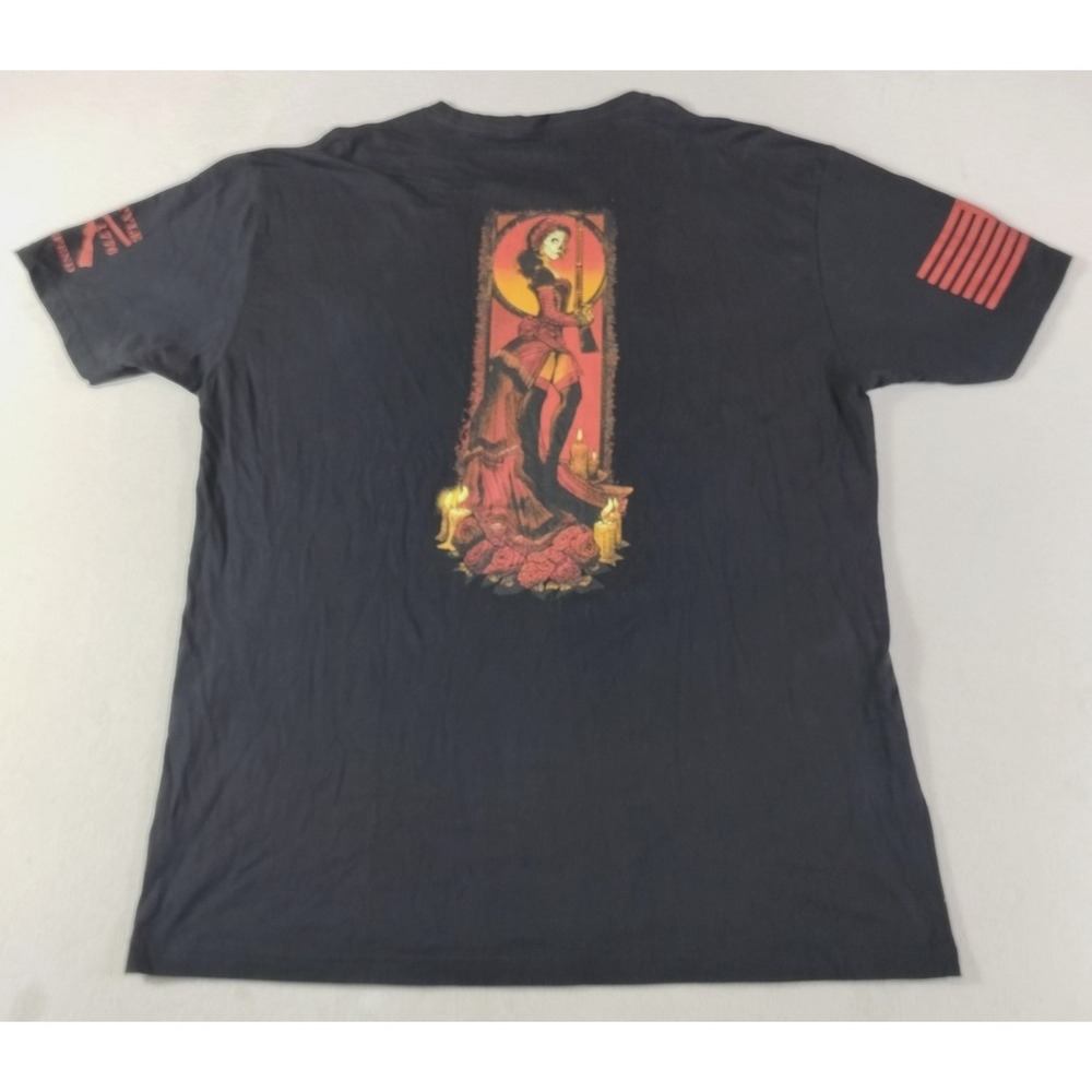 Grunt Style Shirt Mens 2XL Black Sugar Skull Pinup Rifle Graphic Tee Patriotic
